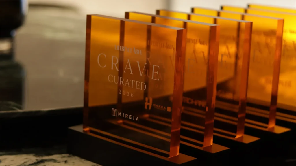 Levanto Crave Curated Distinction trophy and plaques presented by Lifestyle Asia